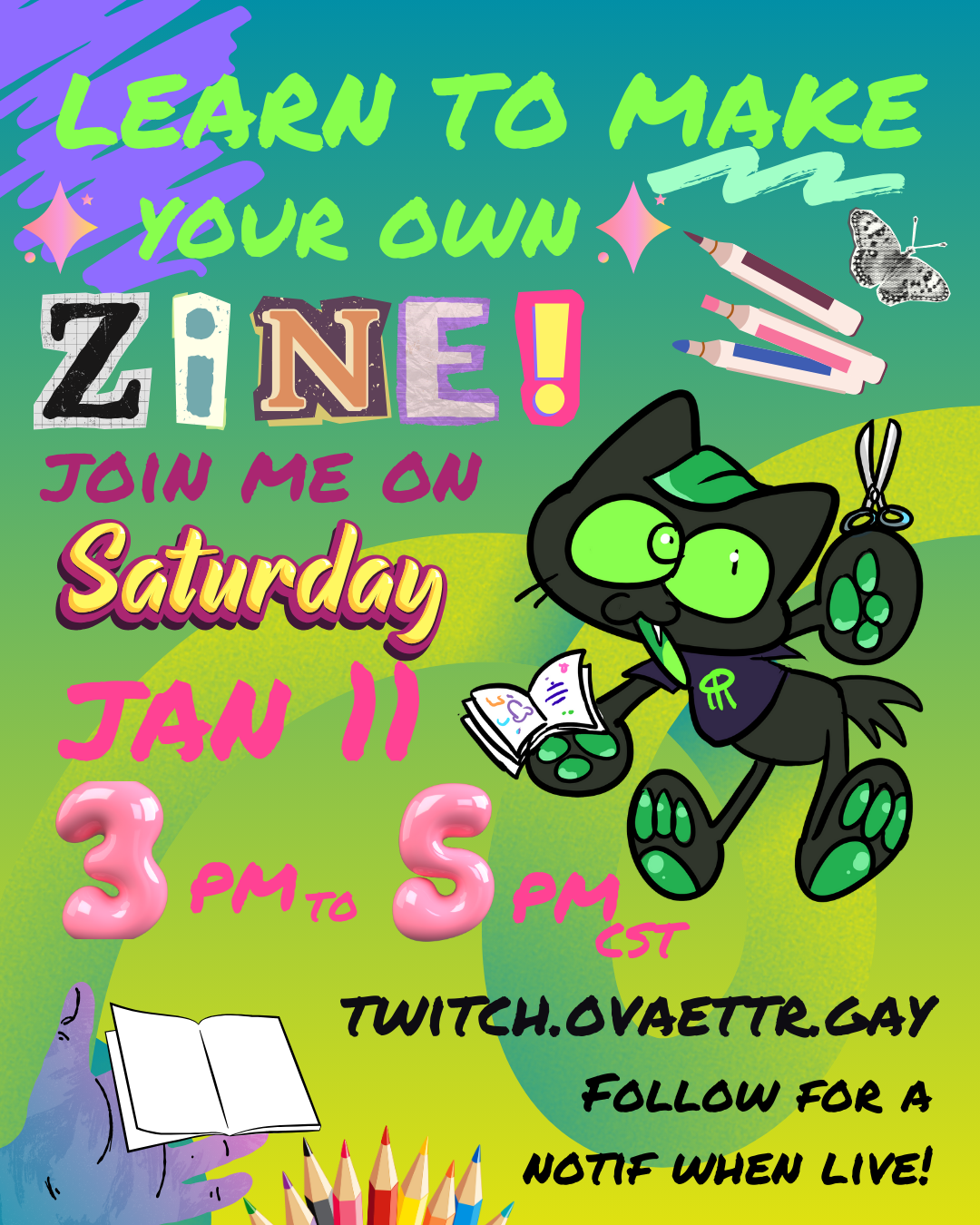 Virtual zine workshop poster